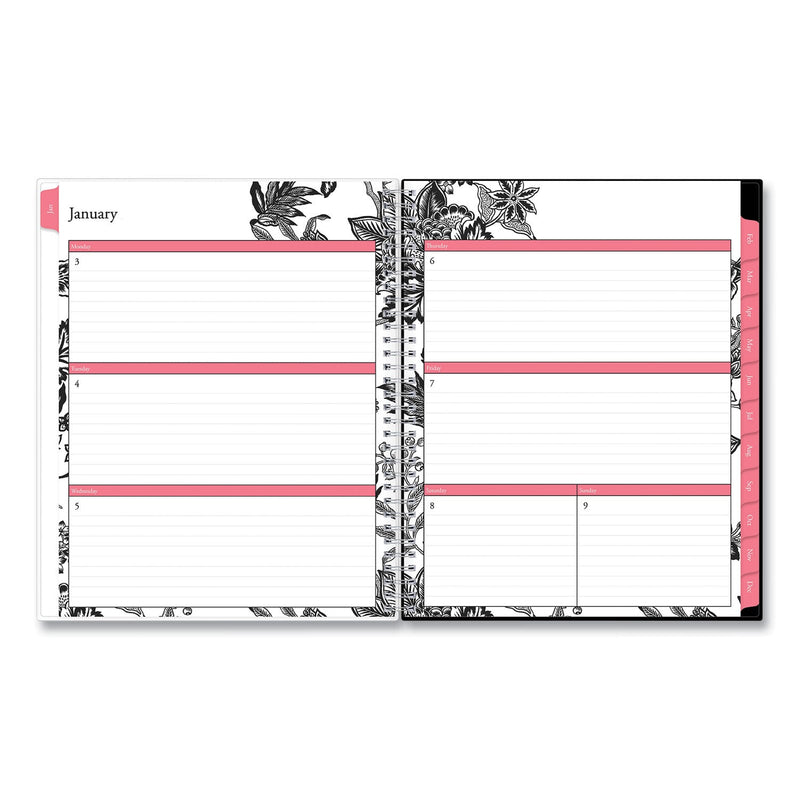 Blue Sky Analeis Create-Your-Own Cover Weekly/Monthly Planner, Floral Artwork, 11 x 8.5, White/Black/Coral, 12-Month (Jan-Dec): 2023