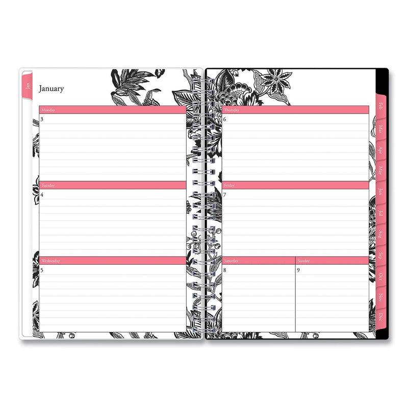 Blue Sky Analeis Create-Your-Own Cover Weekly/Monthly Planner, Floral Artwork, 8 x 5, White/Black/Coral, 12-Month (Jan to Dec): 2023