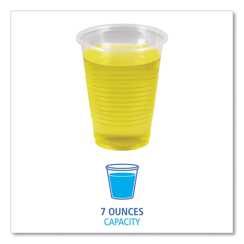Boardwalk Translucent Plastic Cold Cups, 7 oz, Polypropylene, 100 Cups/Sleeve, 25 Sleeves/Carton