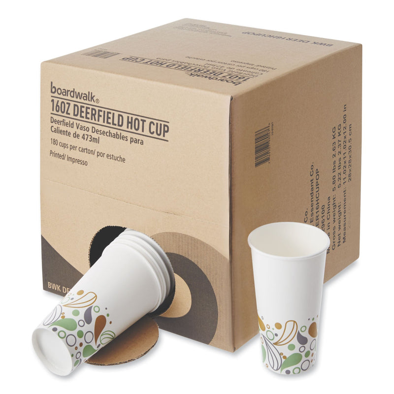Boardwalk Deerfield Printed Paper Hot Cups, 16 oz, 50 Cups/Sleeve, 20 Sleeves/Carton