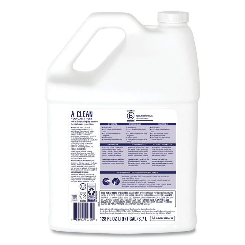 Seventh Generation All-Purpose Cleaner, Free and Clear, 1 gal Bottle, 2/Carton