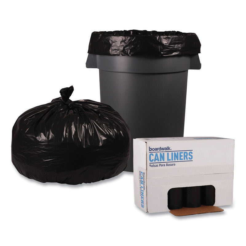 Boardwalk Low Density Repro Can Liners, 56 gal, 1.6 mil, 43" x 47", Black, 10 Bags/Roll, 10 Rolls/Carton