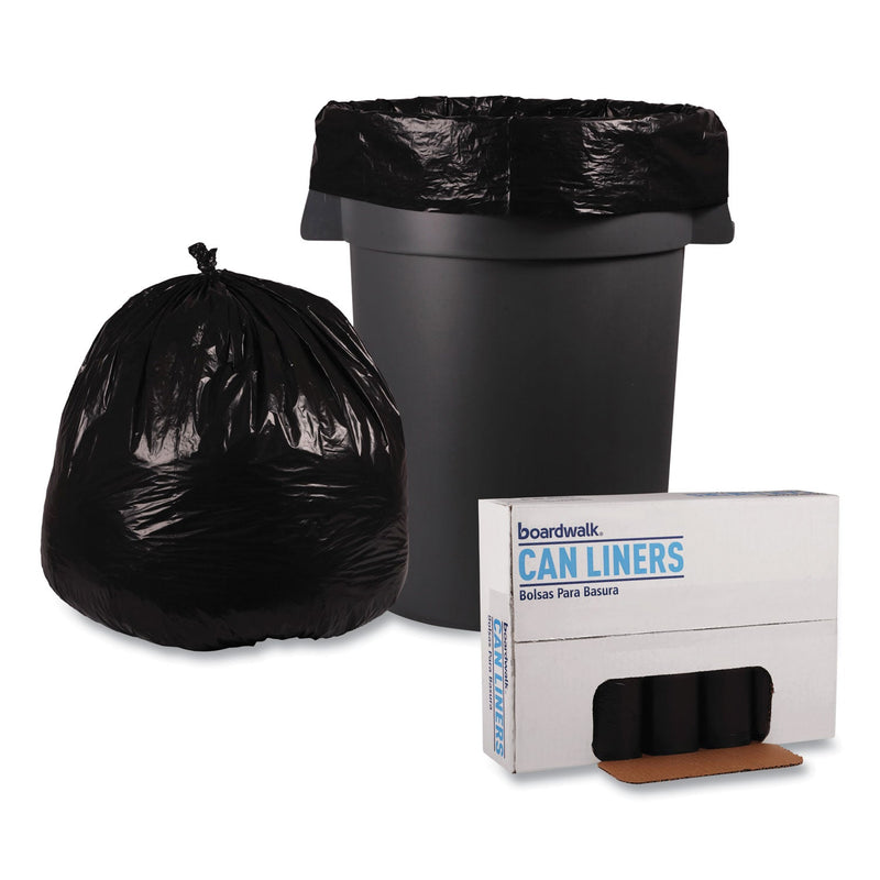 Boardwalk Low Density Repro Can Liners, 45 gal, 1 mil, 40" x 48", Black, 10 Bags/Roll, 10 Rolls/Carton