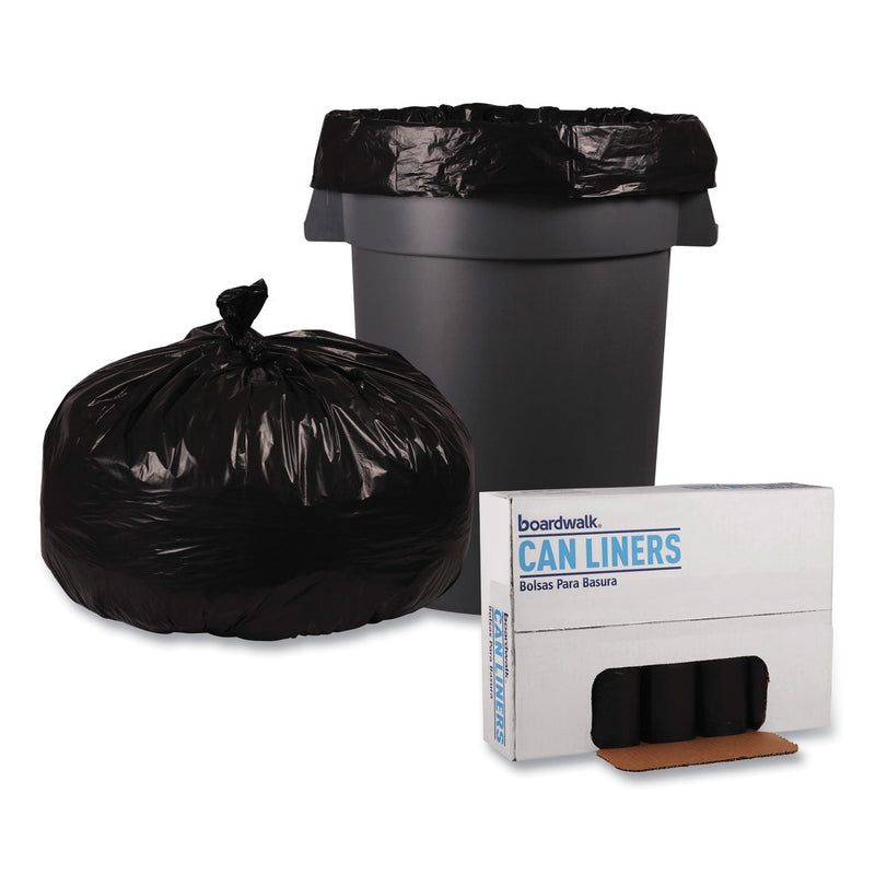 Boardwalk Low Density Repro Can Liners, 56 gal, 1.2 mil, 43" x 47", Black, 10 Bags/Roll, 10 Rolls/Carton
