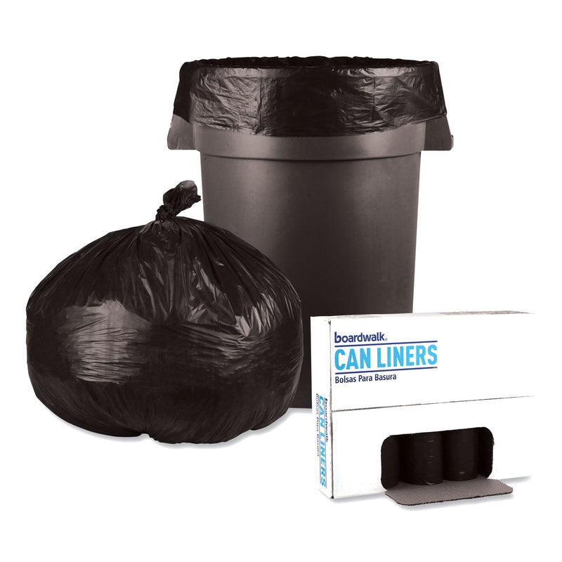Boardwalk Low-Density Waste Can Liners, 60 gal, 0.65 mil, 38" x 58", Black, 100/Carton