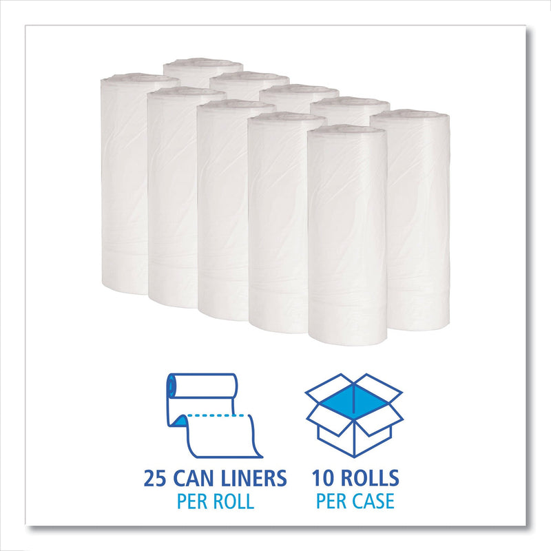 Boardwalk Low-Density Waste Can Liners, 10 gal, 0.4 mil, 24" x 23", White, 500/Carton