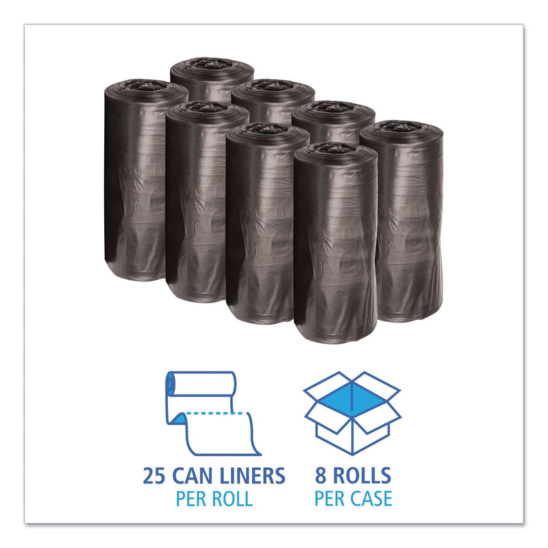 Boardwalk Low-Density Waste Can Liners, 33 gal, 0.5 mil, 33" x 39", Black, 200/Carton