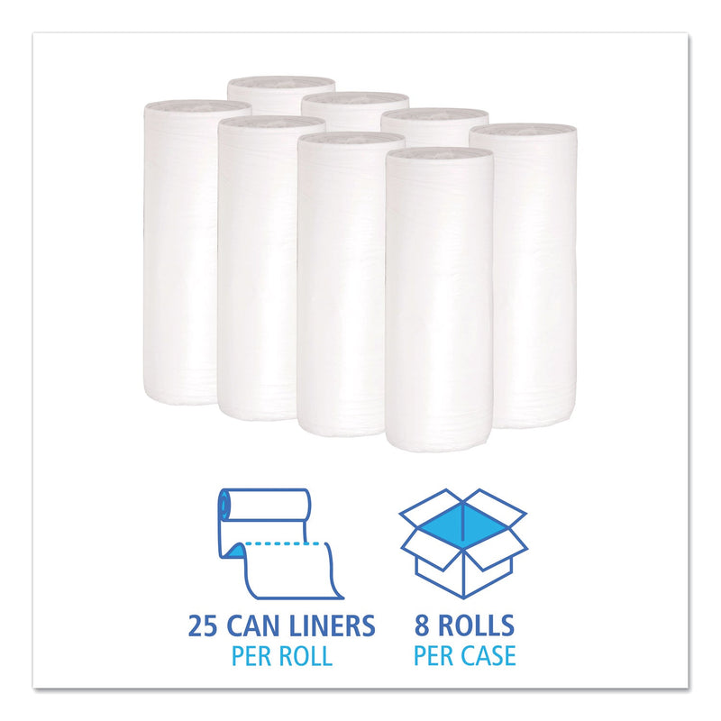 Boardwalk Low-Density Waste Can Liners, 30 gal, 0.6 mil, 30" x 36", White, 200/Carton