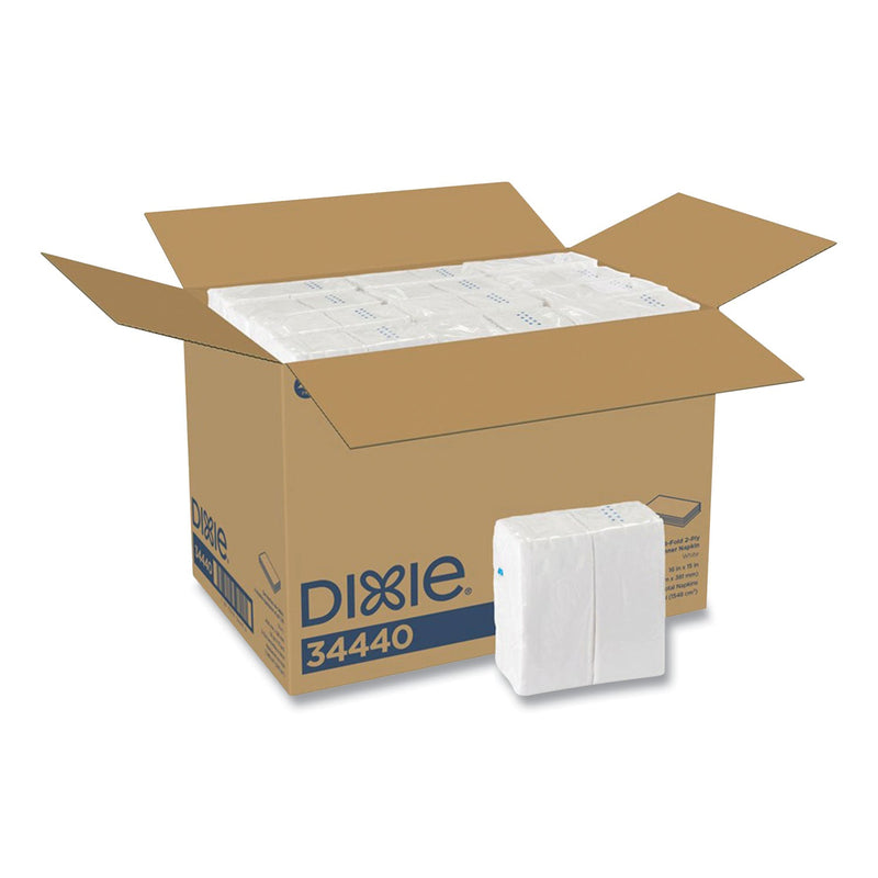 Dixie 1/8-Fold Dinner Napkin, 2-Ply, 16 x 15, White, 3,024/Carton