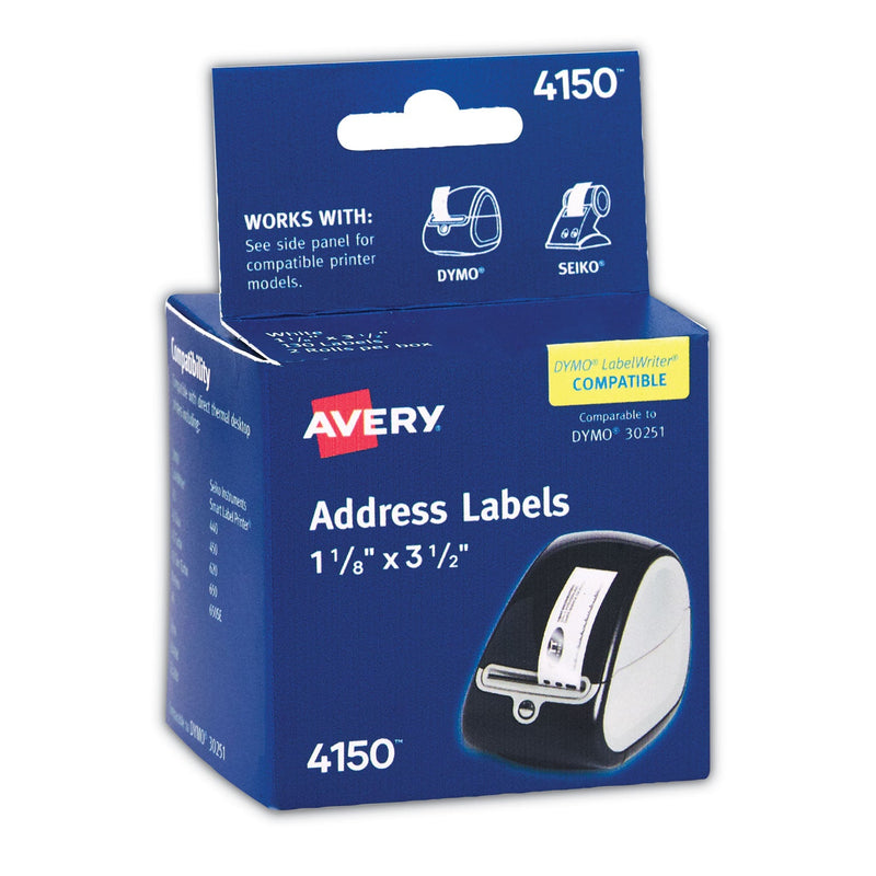 Avery Multipurpose Thermal Labels, 1.13 x 3.5, White, 130/Roll, 2 Rolls/Pack