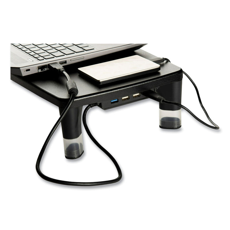 3M Monitor Stand MS100B, 21.6 x 9.4 x 2.7 to 3.9, Black/Clear, Supports 33 lb