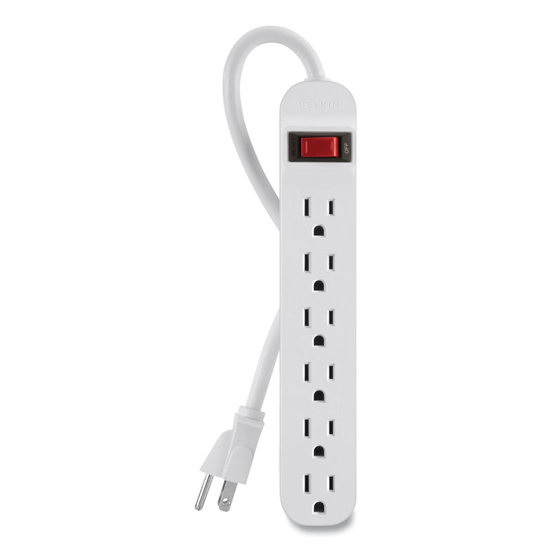 Belkin Power Strip, 6 Outlets, 3 ft Cord, White