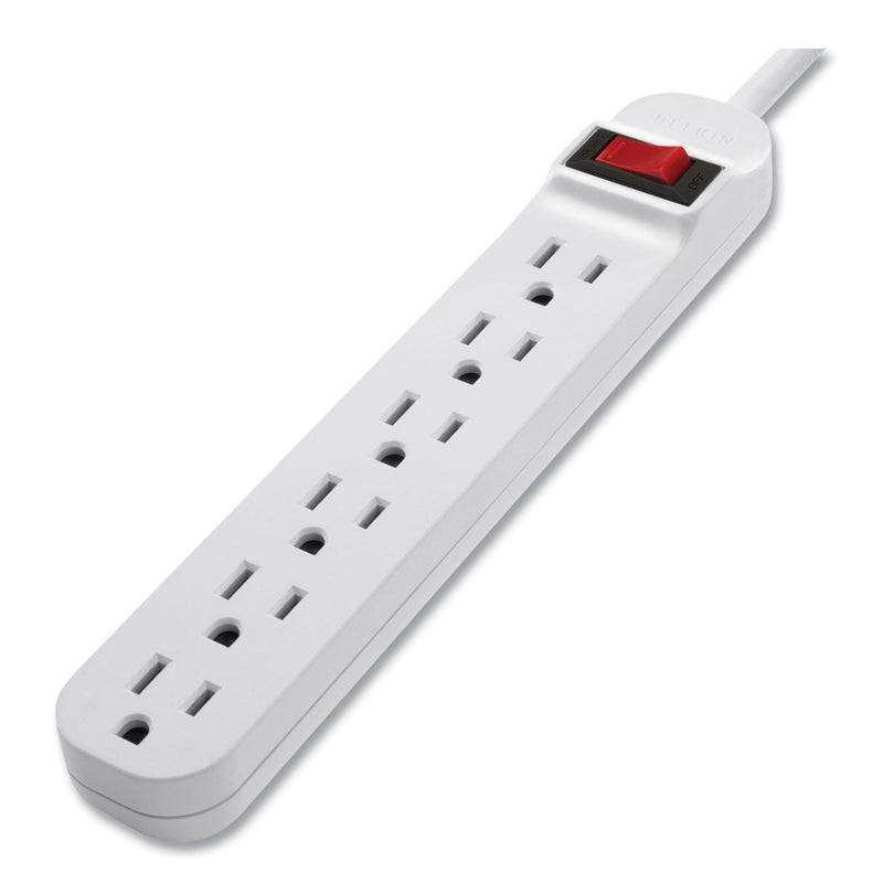 Belkin Power Strip, 6 Outlets, 3 ft Cord, White