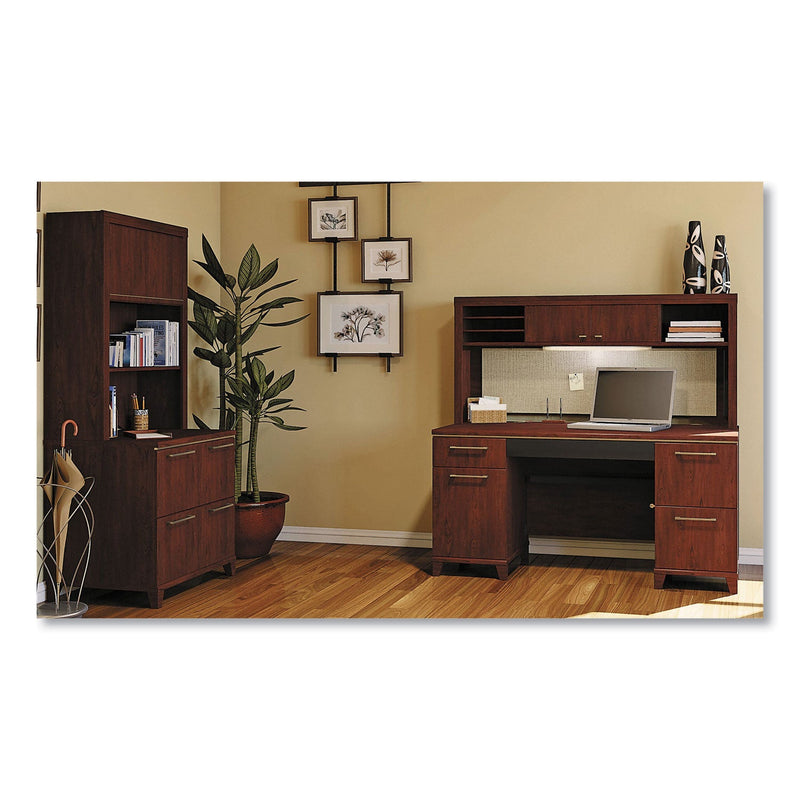 Bush Enterprise Collection Double Pedestal Desk, 60" x 28.63" x 29.75", Harvest Cherry, (Box 1 of 2)