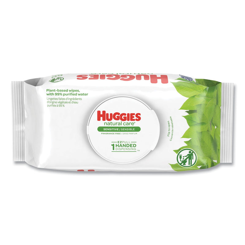 Huggies Natural Care Sensitive Baby Wipes, 3.88 x 6.6, Unscented, White, 56/Pack, 8 Packs/Carton