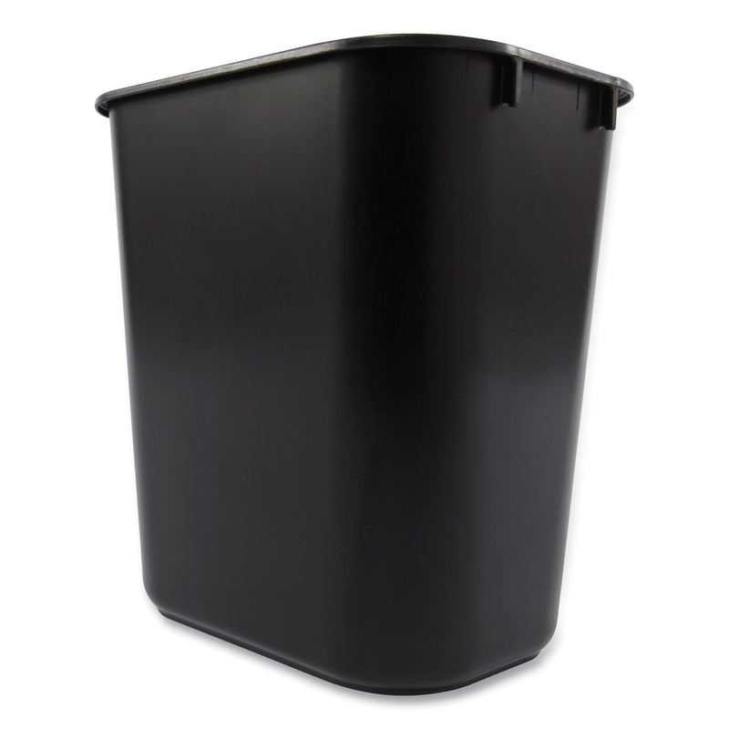 Rubbermaid Deskside Plastic Wastebasket, Rectangular, 3.5 gal, Black