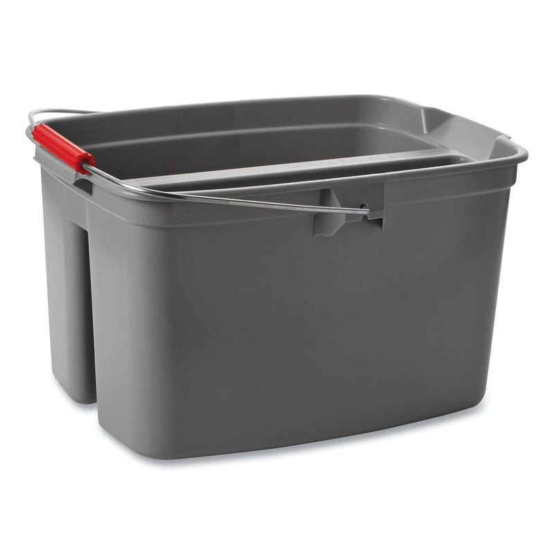 Rubbermaid 19 Quart Double Utility Pail, Plastic, Gray, 18 x 14.5 x 10