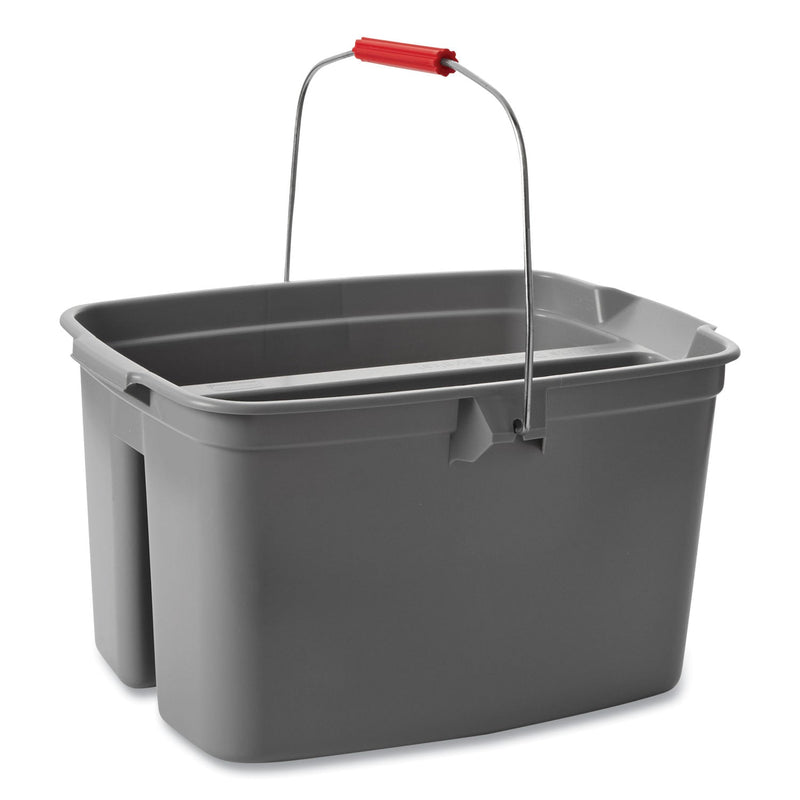 Rubbermaid 19 Quart Double Utility Pail, Plastic, Gray, 18 x 14.5 x 10