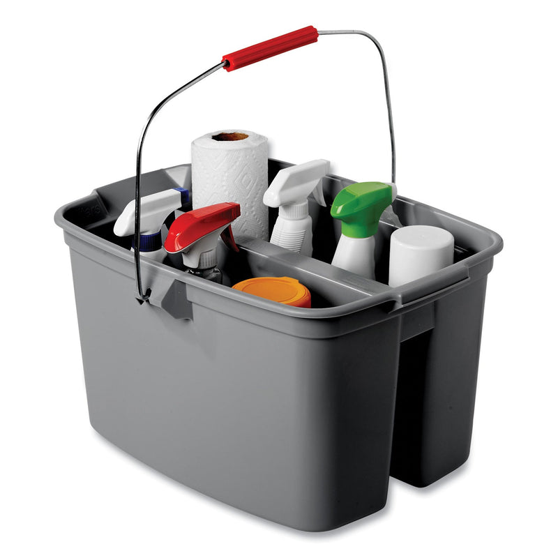 Rubbermaid 19 Quart Double Utility Pail, Plastic, Gray, 18 x 14.5 x 10