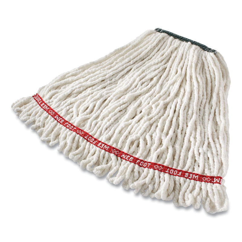 Rubbermaid Web Foot Shrinkless Looped-End Wet Mop Head, Cotton/Synthetic, Medium, White