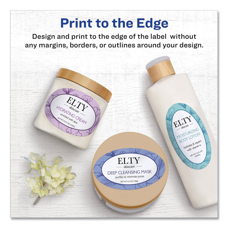 Avery Oval Labels with Sure Feed and Easy Peel, 1.5 x 2.5, Glossy White, 180/Pack