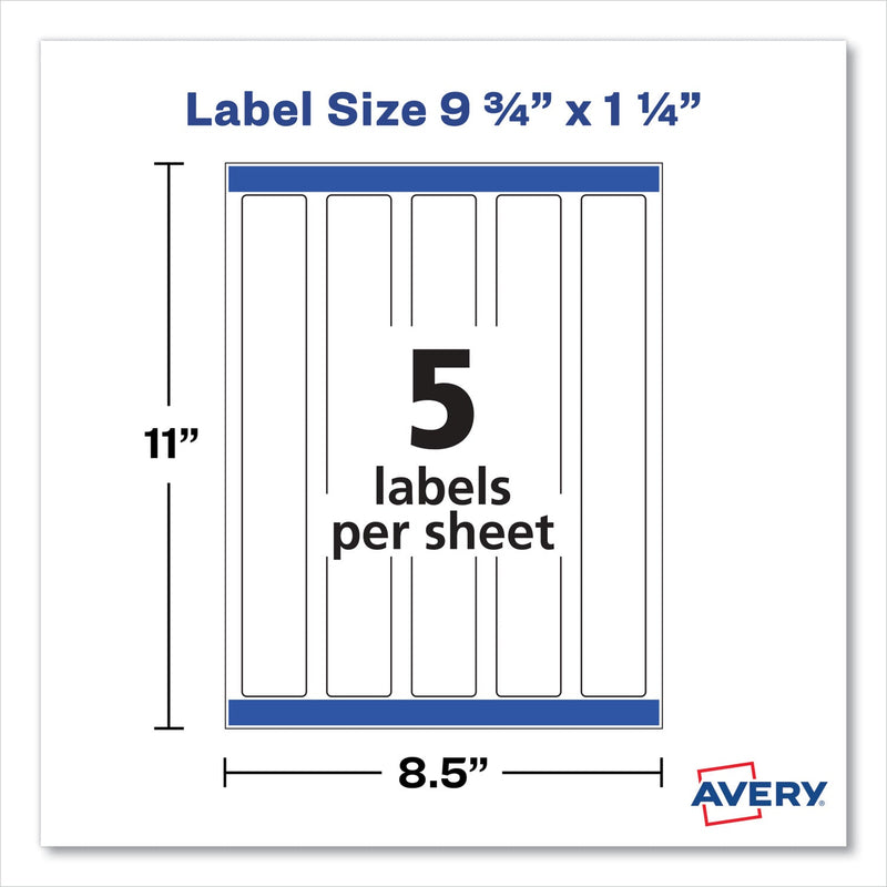 Avery Water-Resistant Wraparound Labels w/ Sure Feed, 9.75 x 1.25, White, 40/Pack