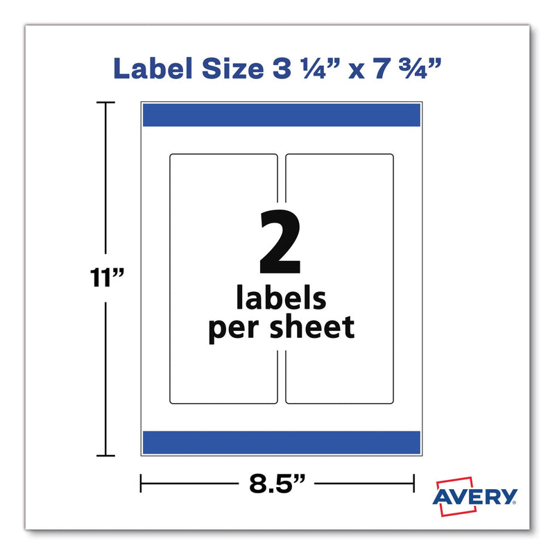 Avery Durable Water-Resistant Wraparound Labels w/ Sure Feed, 3.25 x 7.75, 16/PK