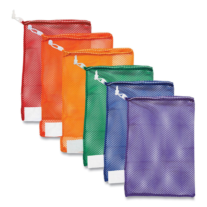 Champion Sports Heavy-Duty Mesh Bag, 12" x 18", Gold, Green, Orange, Purple, Royal Blue, Scarlet Red, 6/Set