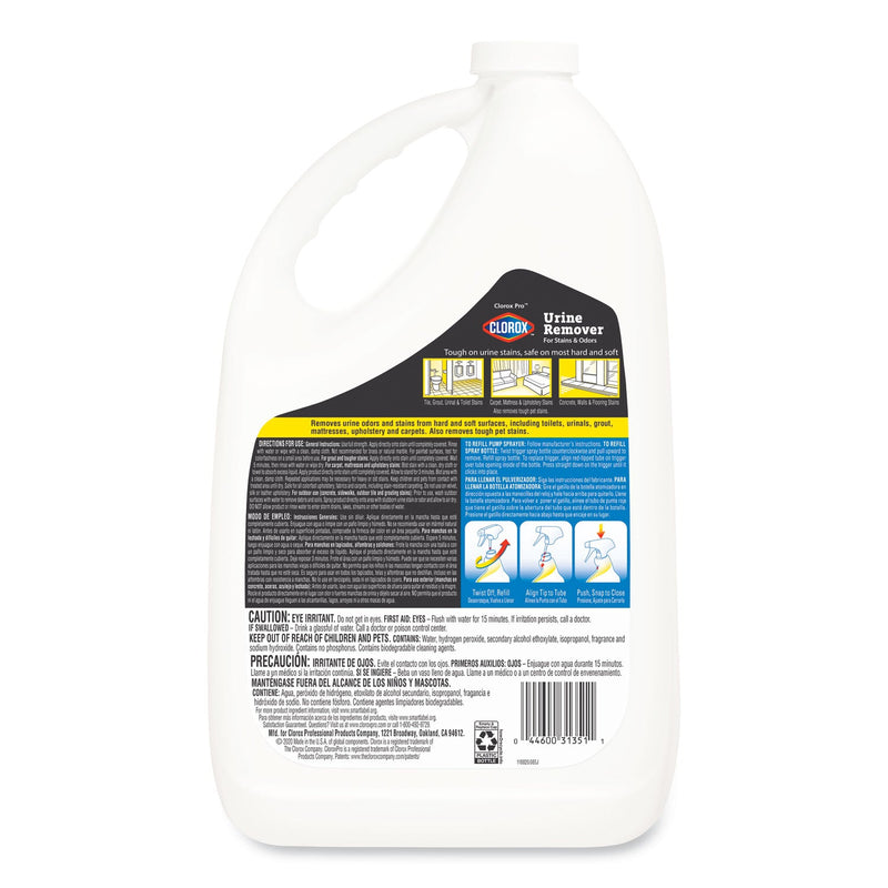 Clorox Urine Remover for Stains and Odors, 128 oz Refill Bottle, 4/Carton