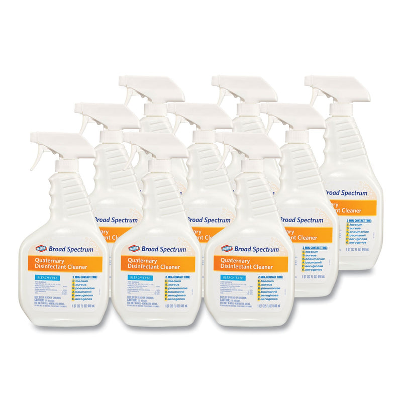Clorox Broad Spectrum Quaternary Disinfectant Cleaner, 32 oz Spray Bottle, 9/Carton