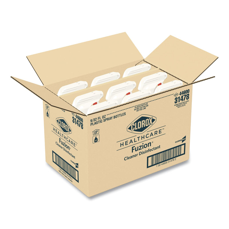 Clorox Fuzion Cleaner Disinfectant, Unscented, 32 oz Spray Bottle, 9/Carton