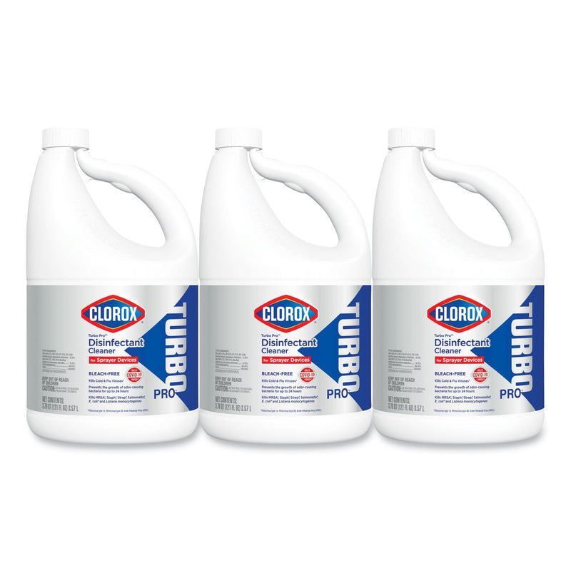 Clorox Turbo Pro Disinfectant Cleaner for Sprayer Devices, 121 oz Bottle, 3/Carton