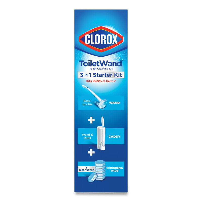 Clorox ToiletWand Disposable Toilet Cleaning System: Handle, Caddy and Refills, White, 6/Carton