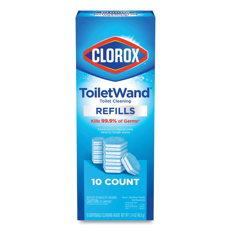 Clorox Disinfecting ToiletWand Refill Heads, Blue/White, 10/Pack, 6 Packs/Carton