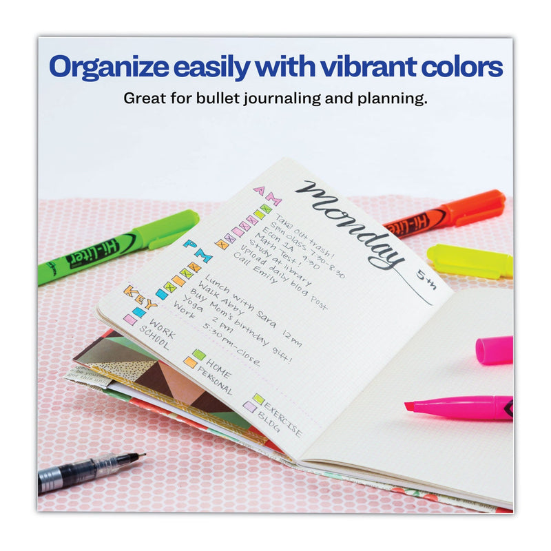 Avery HI-LITER Pen-Style Highlighters, Fluorescent Yellow Ink, Chisel Tip, Yellow/Black Barrel, Dozen