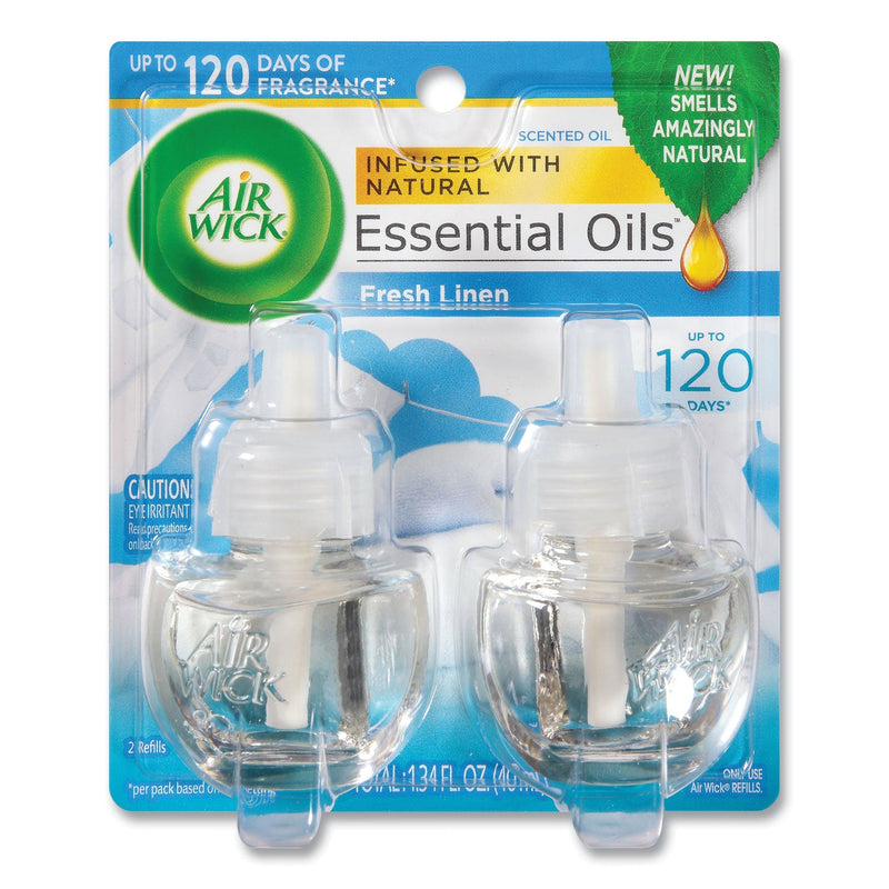 Air Wick Scented Oil Twin Refill, Fresh Linen, 0.67 oz, 2/Pack, 6/Carton