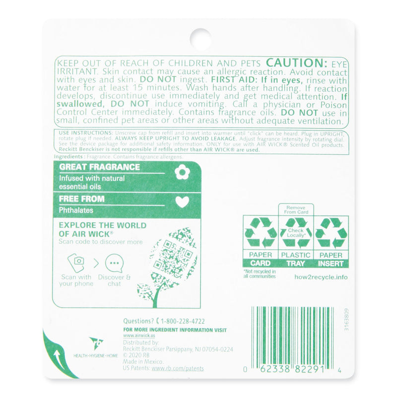 Air Wick Scented Oil Twin Refill, Fresh Linen, 0.67 oz, 2/Pack, 6/Carton