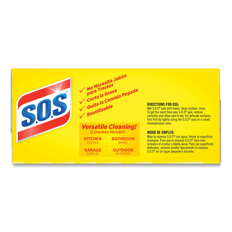 S.O.S. Steel Wool Soap Pad, Steel, 4/Box, 24 Boxes/Carton
