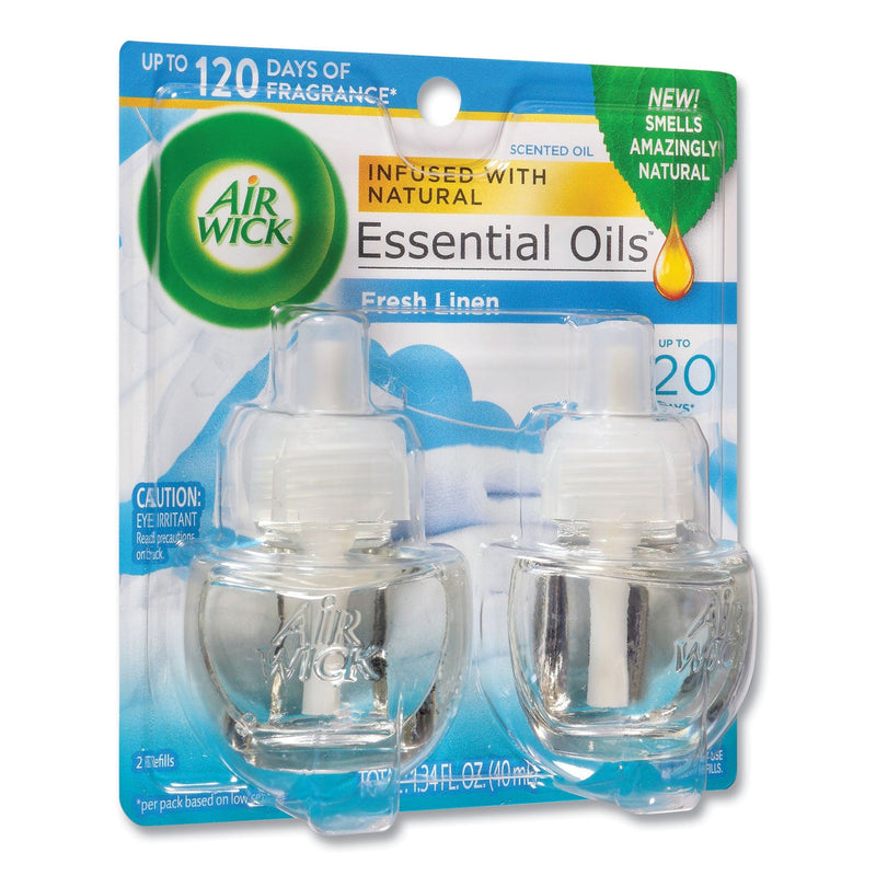 Air Wick Scented Oil Twin Refill, Fresh Linen, 0.67 oz, 2/Pack, 6/Carton