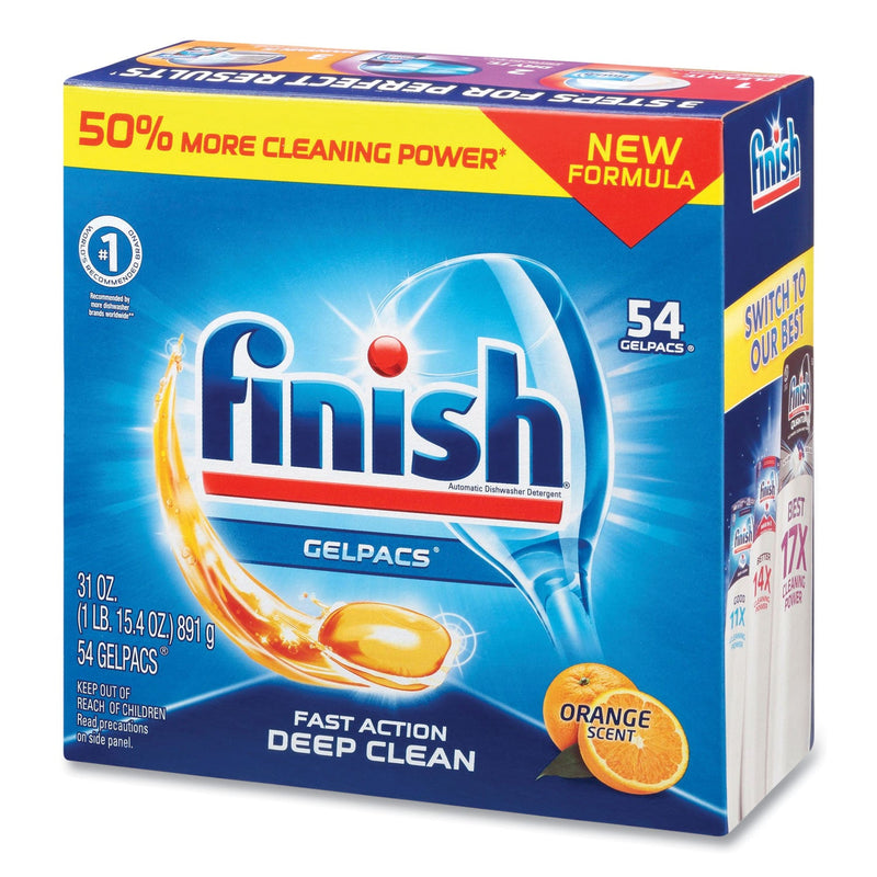 FINISH Dish Detergent Gelpacs, Orange Scent, 54/Box, 4 Boxes/Carton