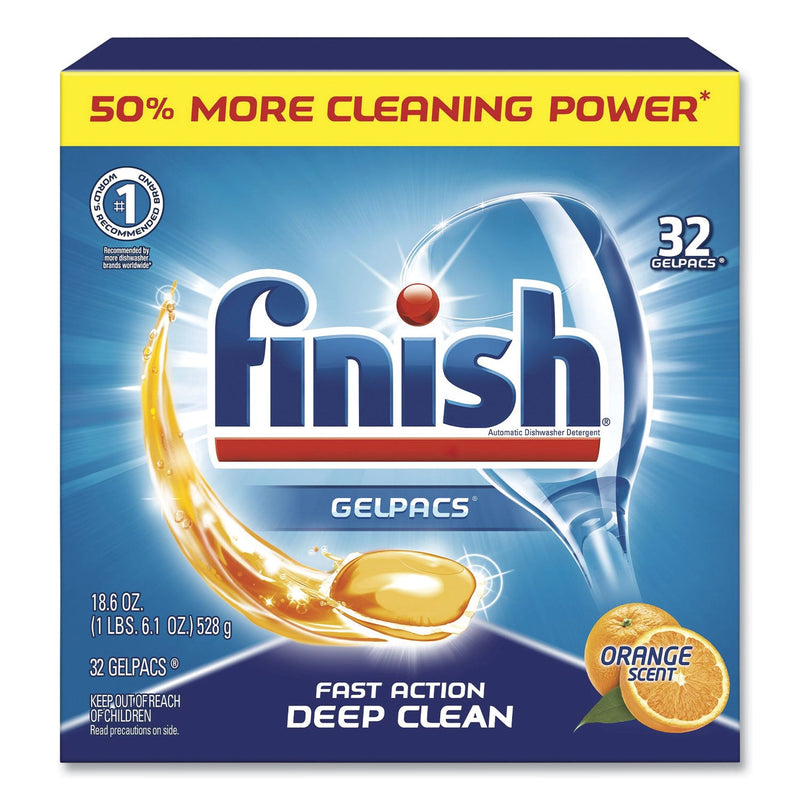 FINISH Dish Detergent Gelpacs, Orange Scent, 32/Box