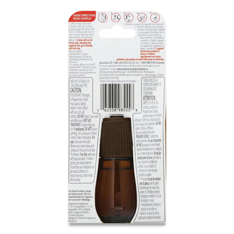 Air Wick Essential Mist Refill, Peony and Jasmine, 0.67 oz Bottle, 6/Carton