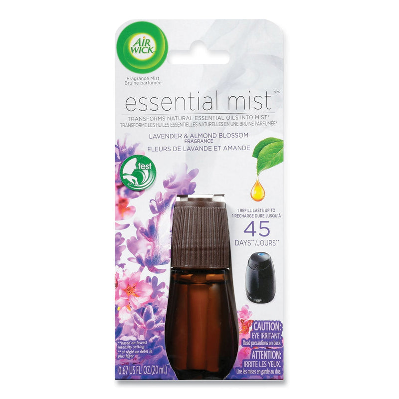 Air Wick Essential Mist Refill, Lavender and Almond Blossom, 0.67 oz Bottle, 6/Carton