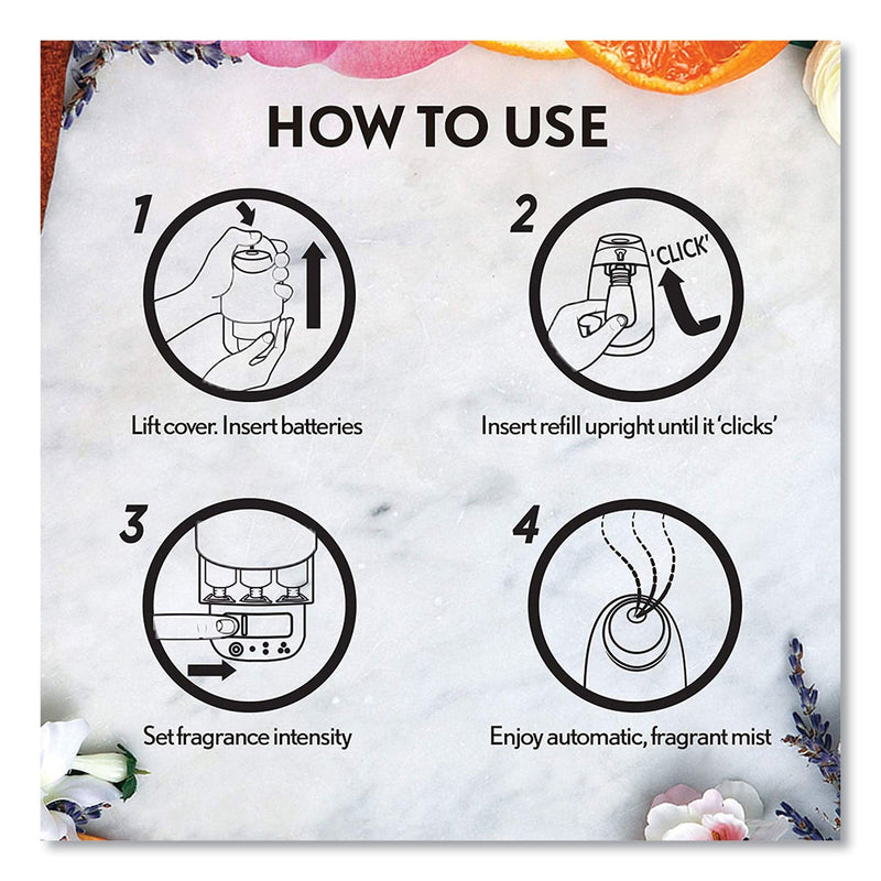 Air Wick Essential Mist Refill, Peony and Jasmine, 0.67 oz Bottle, 6/Carton