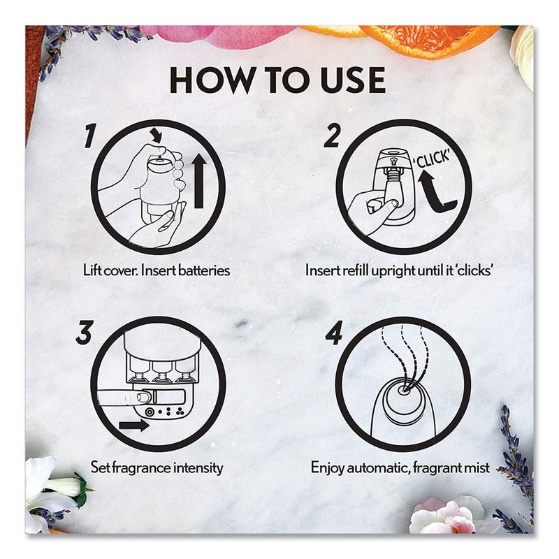 Air Wick Essential Mist Starter Kit, Lavender and Almond Blossom, 0.67 oz Bottle, 4/Carton