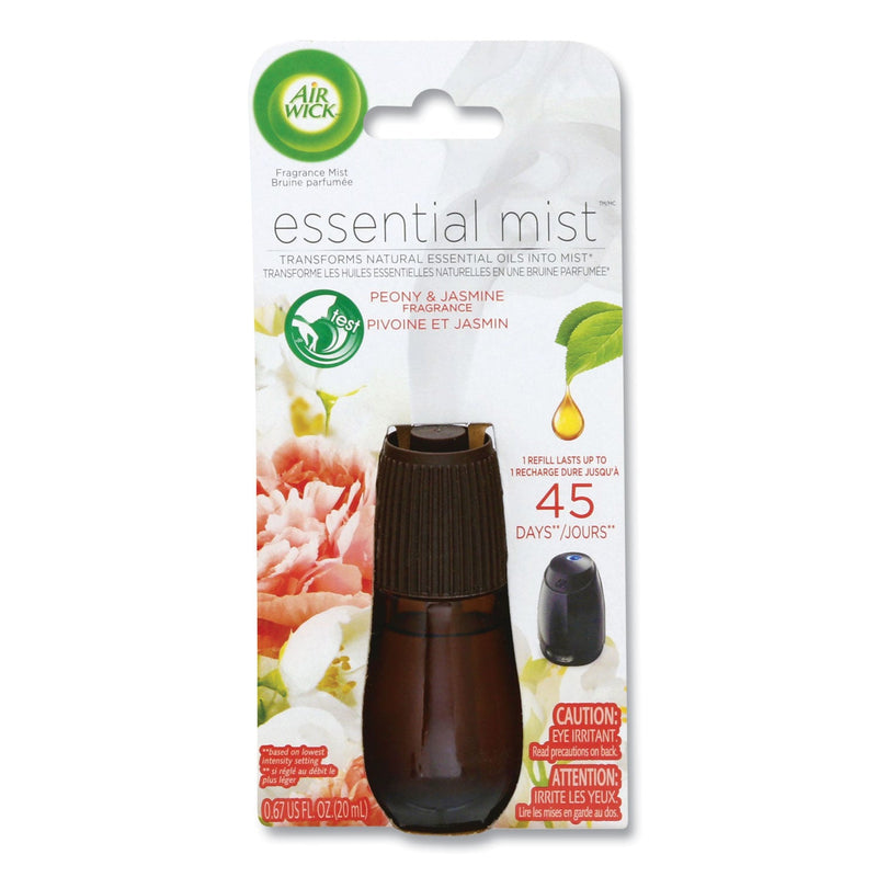 Air Wick Essential Mist Refill, Peony and Jasmine, 0.67 oz Bottle, 6/Carton