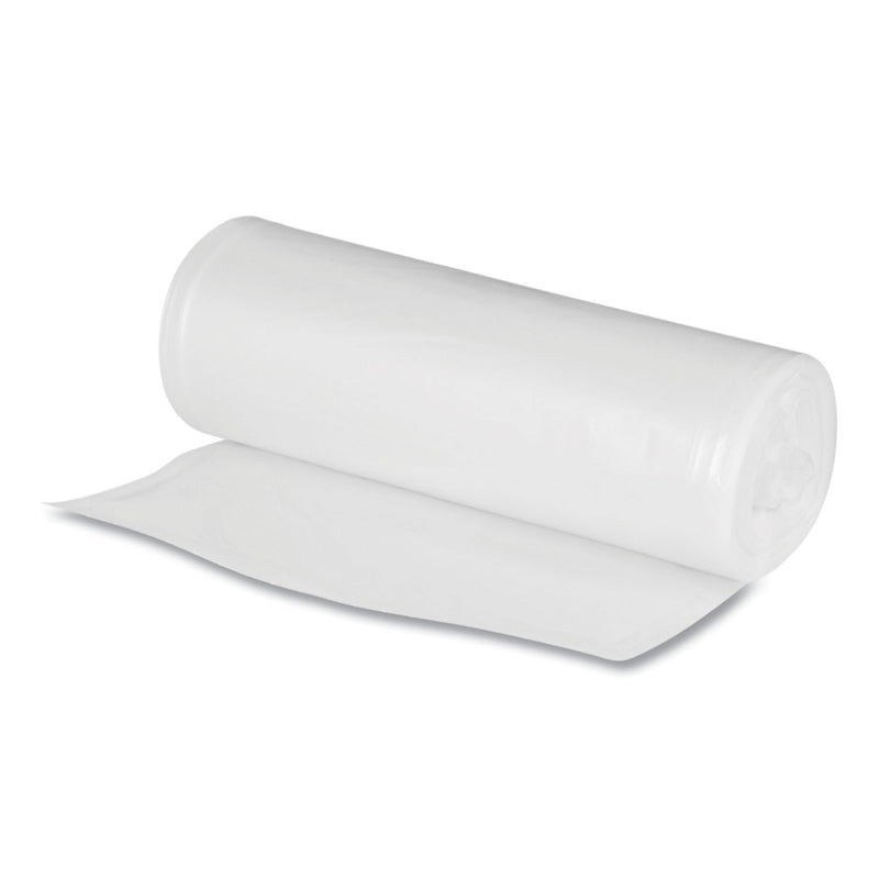 Boardwalk Low Density Repro Can Liners, For Slim Jim Containers, 23 gal, 1 mil, 28" x 45", Clear, 15 Bags/Roll, 10 Rolls/Carton