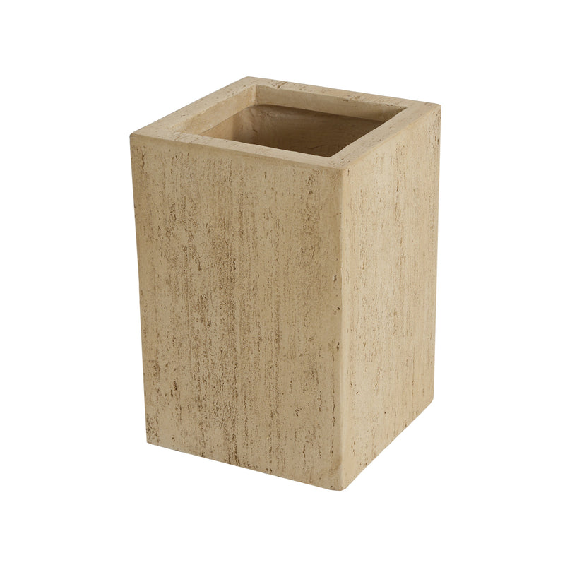 Handmade Travertine Planter Box, Antique Brown, 19.75"H