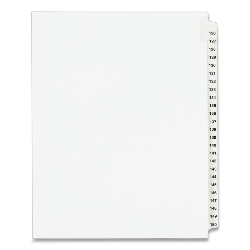 Avery Preprinted Legal Exhibit Side Tab Index Dividers, Avery Style, 25-Tab, 126 to 150, 11 x 8.5, White, 1 Set, (1335)