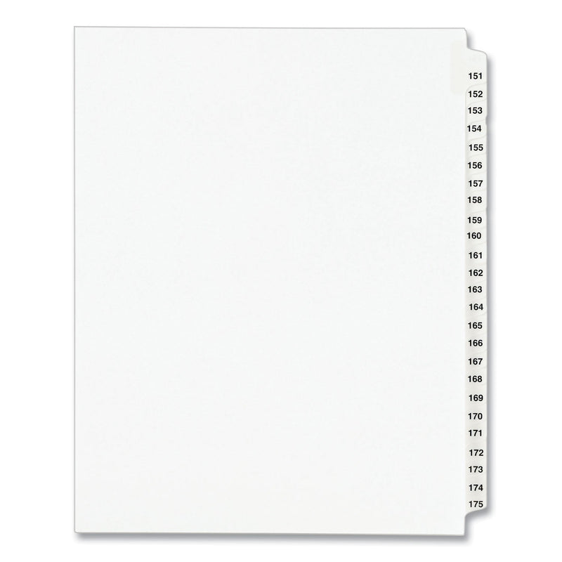 Avery Preprinted Legal Exhibit Side Tab Index Dividers, Avery Style, 25-Tab, 151 to 175, 11 x 8.5, White, 1 Set, (1336)
